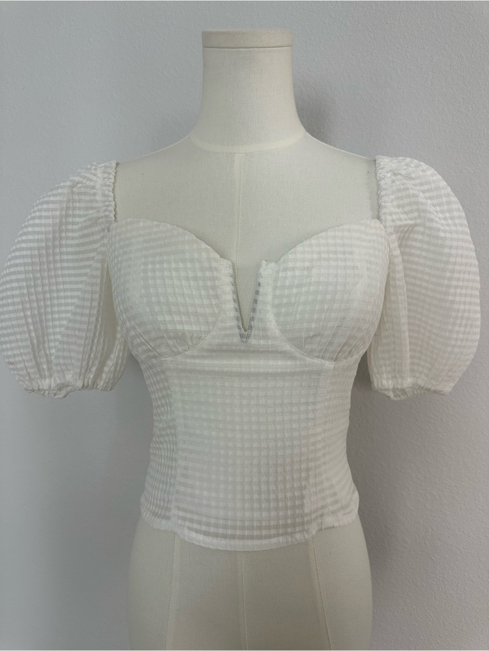 ASTR The Label White Puff Sleeve Bustier Corset Top XS Cottagecore